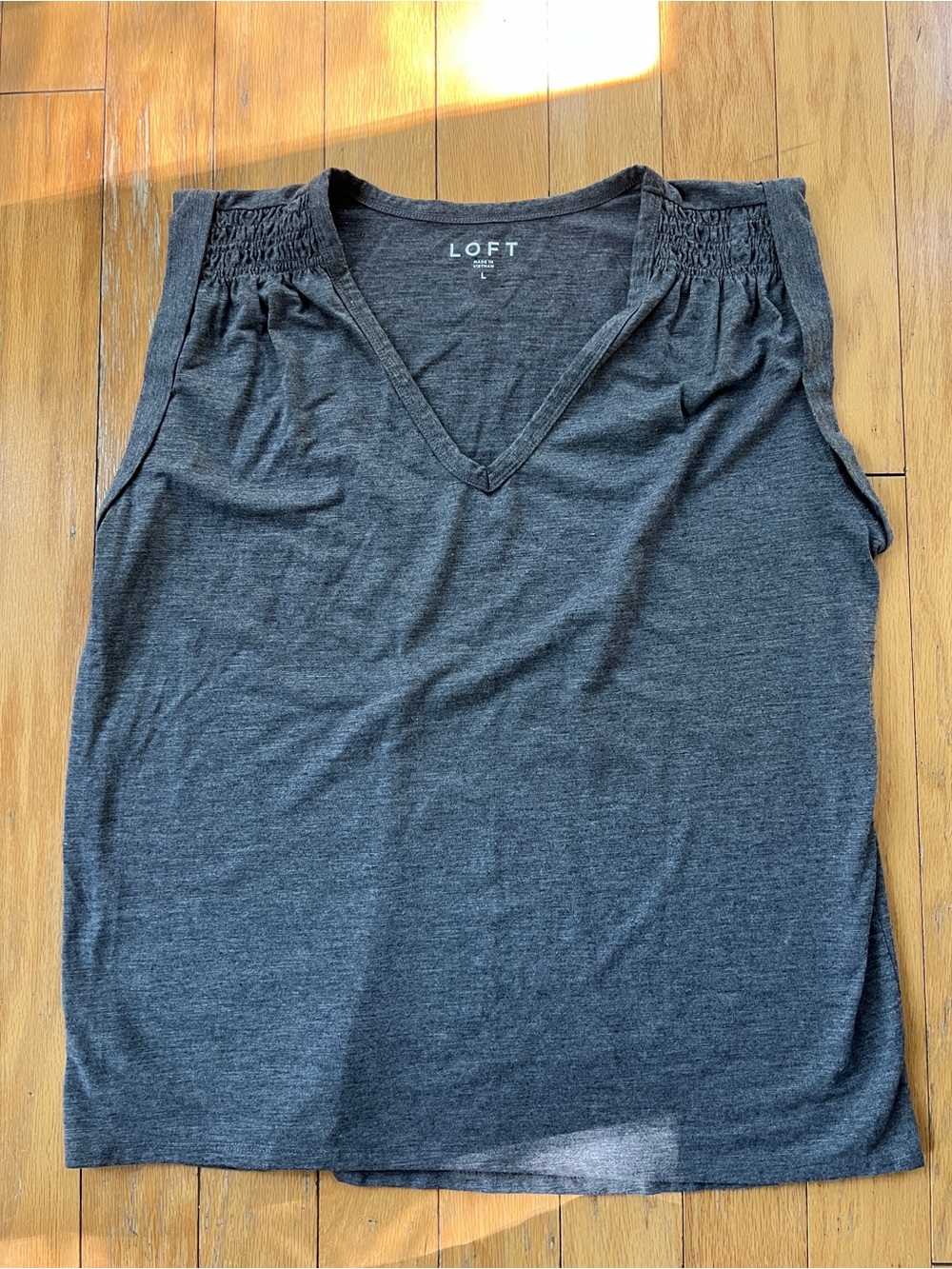 LOFT Charcoal Gray V-Neck Sleeveless Camisole